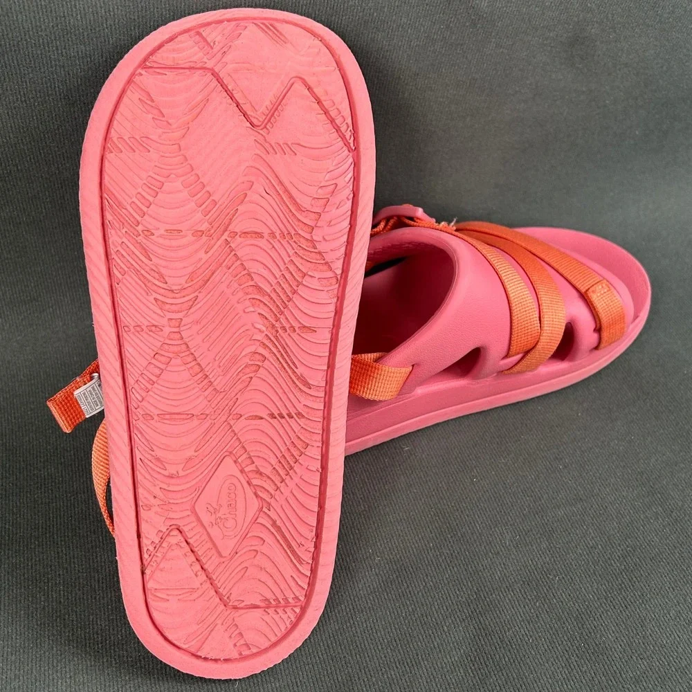 Chaco Chillos Sport Sandals Rubber Girls Coral Orange Adjustable Buckle Size 5